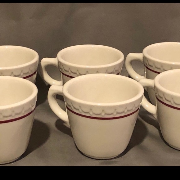 1952 Syracuse Econo Rim Cardinal China Restaurant Ware Railroad 6 Cups & Saucers - Picture 9 of 12